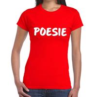 Bellatio Rood fun tekst t-shirt - Poesie - voor dames