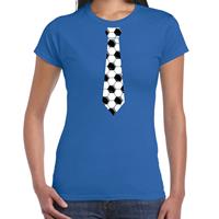Bellatio Blauw fan t-shirt voor dames - voetbal stropdas - Voetbal supporter - EK/ WK shirt / outfit
