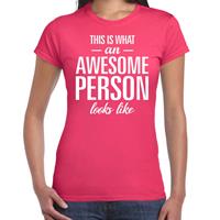 Bellatio Awesome person - geweldig persoon cadeau t-shirt Roze