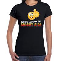 Bellatio Funny emoticon t-shirt Always look on the bright side Zwart