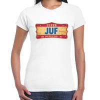 Vintage Super juf cadeau / kado t-shirt Wit