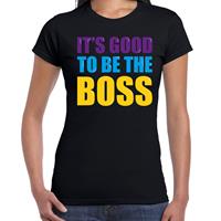 Bellatio It is good to be the boss fun tekst t-shirt Zwart