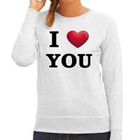 Bellatio I love you sweater voor dames - Grijs