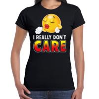 Bellatio Funny emoticon t-shirt I really dont care Zwart