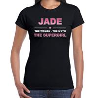 Bellatio Naam cadeau Jade - The woman, The myth the supergirl t-shirt Zwart