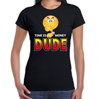 Bellatio Funny emoticon t-shirt Time is money dude Zwart