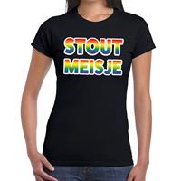 Bellatio Stout meisje gay pride t-shirt Zwart