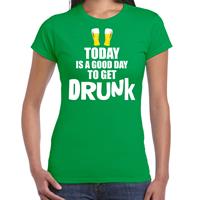 Bellatio Groen fun t-shirt good day to get drunk - dames - St Patricks day / festival shirt / outfit / kleding