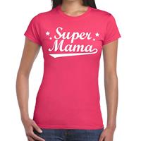 Bellatio Super mama cadeau t-shirt fuchsia Roze