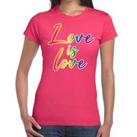 Bellatio Gay pride love is love t-shirt Roze