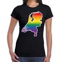 Bellatio Holland/Nederland regenboog - gay pride t-shirt Zwart