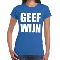 Bellatio Geef Wijn tekst t-shirt Blauw