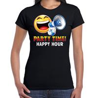 Bellatio Funny emoticon t-shirt Party time happy hour Zwart