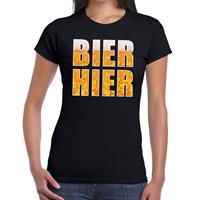 Bellatio Bier Hier tekst t-shirt Zwart