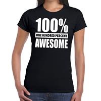 Bellatio 100% percent awesome tekst t-shirt Zwart