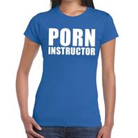 Bellatio Porn instructor tekst t-shirt Blauw