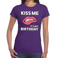 Bellatio Kiss me it is my birthday t-shirt Paars