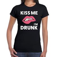 Bellatio Kiss me i am drunk t-shirt Zwart