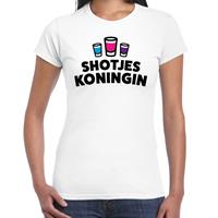 Bellatio Shotjes Koningin drank fun t-shirt Wit