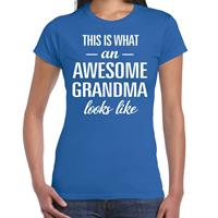 Bellatio Awesome grandma - geweldige oma cadeau t-shirt Blauw
