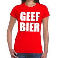 Bellatio Geef Bier tekst t-shirt Rood