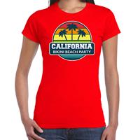 Bellatio California zomer t-shirt / shirt California bikini beach party voor dames - Rood