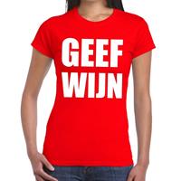 Bellatio Geef Wijn tekst t-shirt Rood
