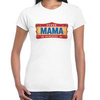 Vintage Super mama cadeau / kado t-shirt Wit