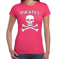 Bellatio Fout piraten shirt / foute party verkleed shirt roze dames - Foute party piraten kostuum - Verkleedkleding