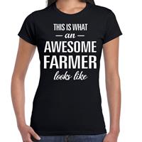 Bellatio Awesome farmer - geweldige boerin cadeau t-shirt Zwart