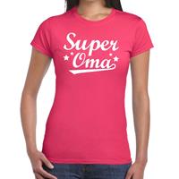 Bellatio Super oma cadeau t-shirt fuchsia Roze