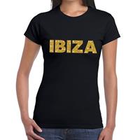 Bellatio Ibiza gouden glitter tekst t-shirt Zwart