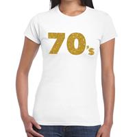 Bellatio 70's goud glitter t-shirt Wit