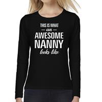 Bellatio Awesome Nanny - geweldige oppas cadeau shirt long sleeve Zwart