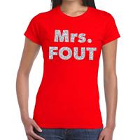 Bellatio Mrs. Fout zilver glitter tekst t-shirt Rood
