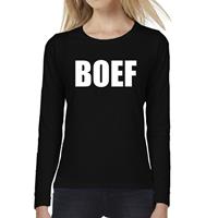Bellatio BOEF tekst t-shirt long sleeve Zwart
