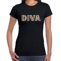 Bellatio Diva slangen print tekst t-shirt Zwart