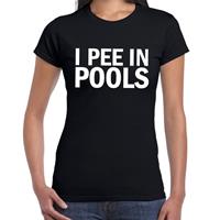 Bellatio I pee in pools fun tekst t-shirt Zwart