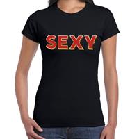 Bellatio Fout SEXY t-shirt met glamour 3D effect Zwart