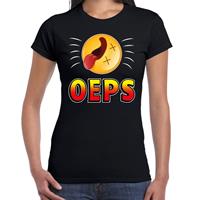 Bellatio Funny emoticon t-shirt Oeps knock out Zwart
