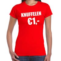 Bellatio Fun t-shirt - knuffelen 1 euro - Rood