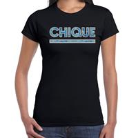 Bellatio Fun Chique t-shirt met blauw slangen print Zwart