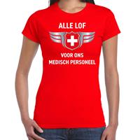 Bellatio Alle lof voor ons medisch personeel zilveren schild t-shirt Rood