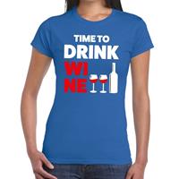 Bellatio Time to Drink Wine tekst t-shirt Blauw