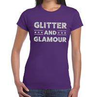 Bellatio Glitter and Glamour zilver glitter tekst t-shirt Paars