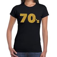 Bellatio 70's goud glitter t-shirt Zwart