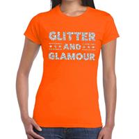 Bellatio Glitter and Glamour zilver glitter tekst t-shirt Oranje