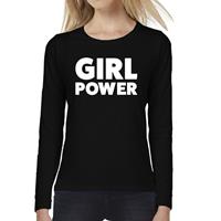 Bellatio Girl Power tekst t-shirt long sleeve Zwart