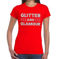 Bellatio Glitter and Glamour zilver glitter tekst t-shirt Rood