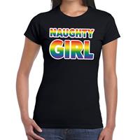 Bellatio Naughty girl gay pride t-shirt Zwart